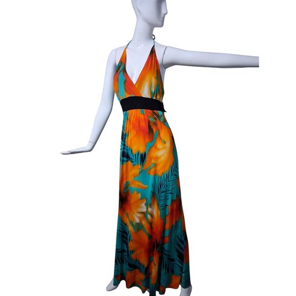 Y2K Lipstick Womens Large Babydoll Dopamine Resort Tropical Maxi Halter Dress - Picture 2 of 12